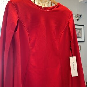 NWT Calvin Klein Red Cape Dress